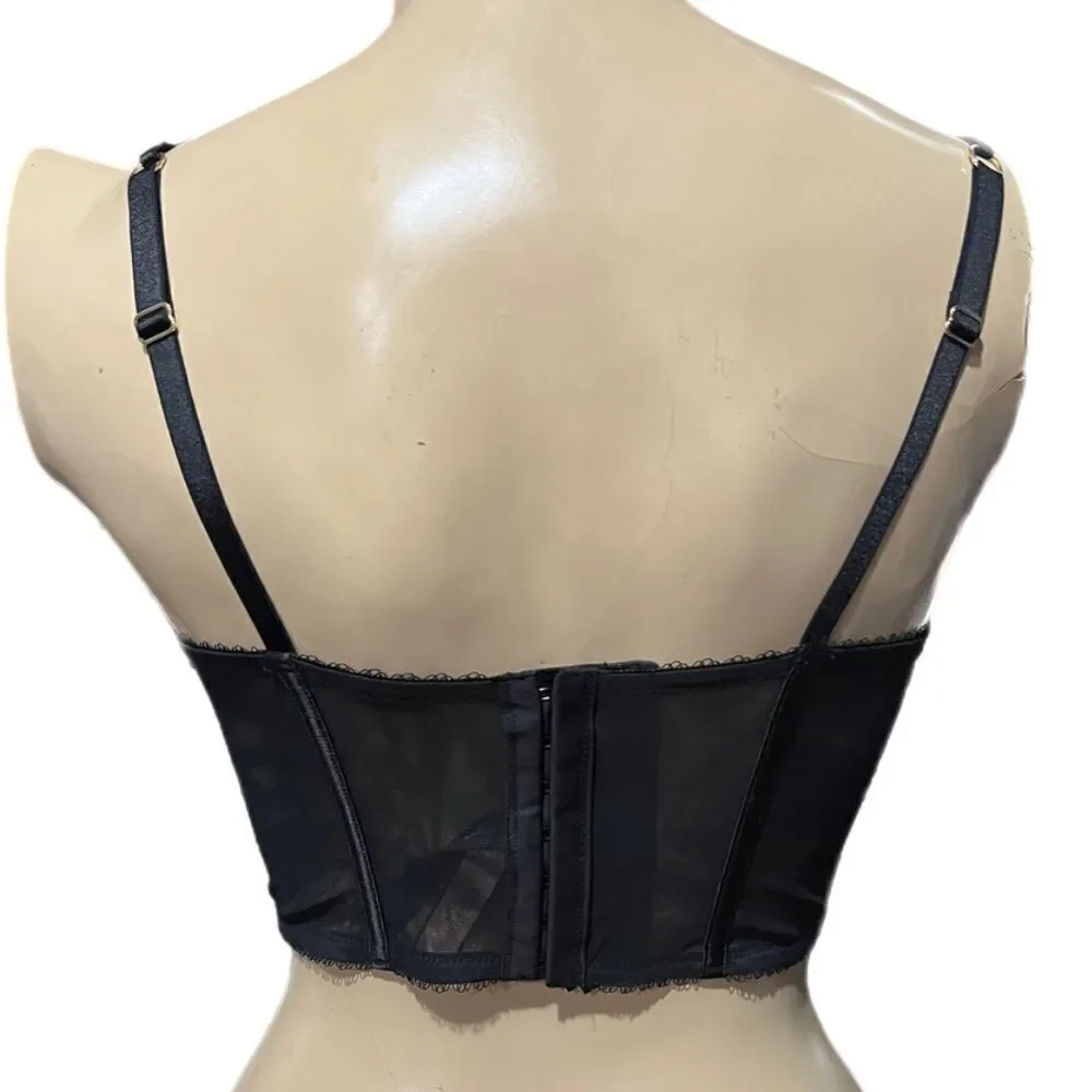 Victorias Secret Very Sexy Unlined Black Floral Embroidery Corset Top